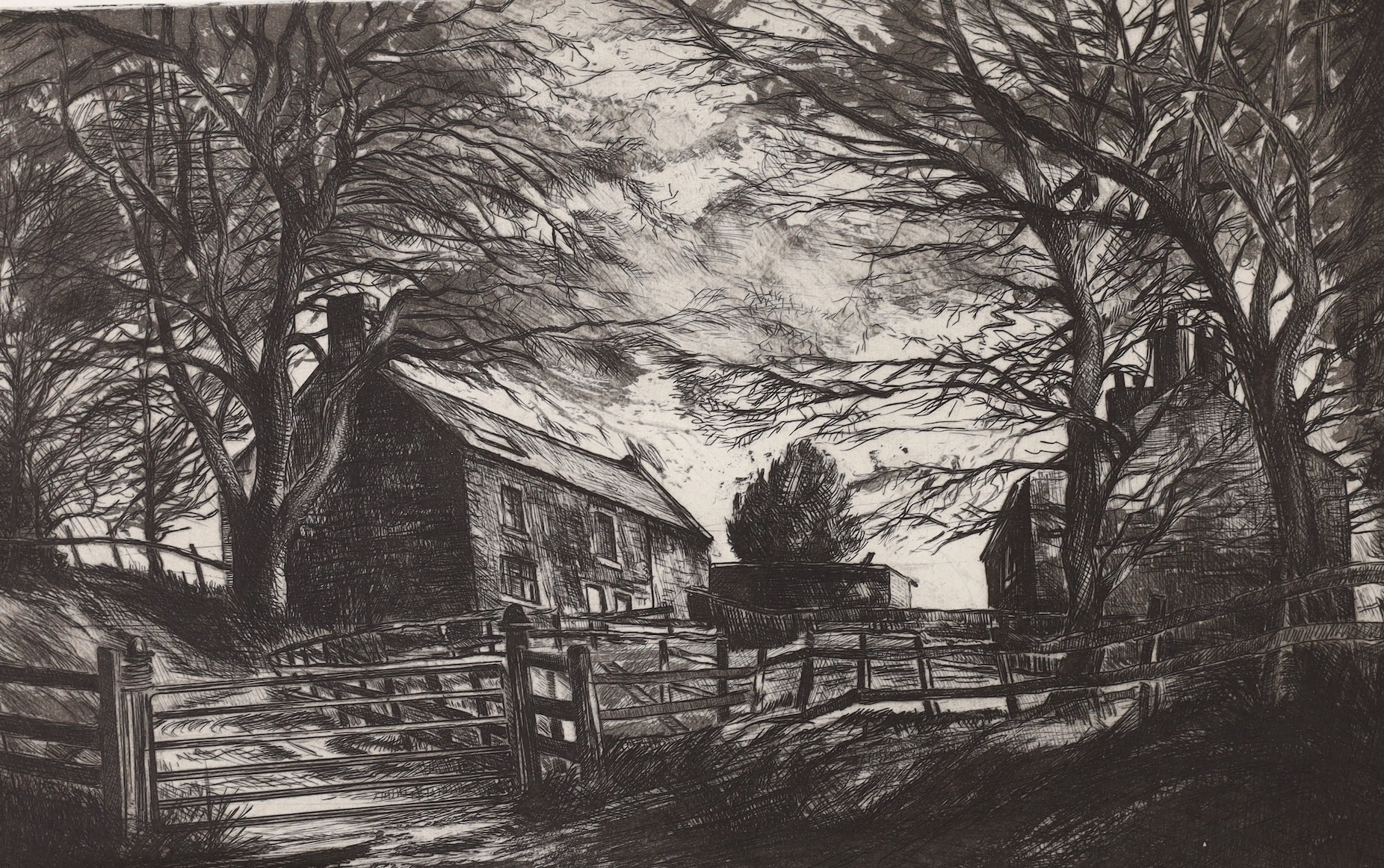 David Carr (1944-2009), three etchings, 'Danby, Yorkshire', 'St Paul's and Blackfriars' and 'Christmas Eve, Lythe', signd and inscribed in pencil, largest 25 x 40cm, unframed